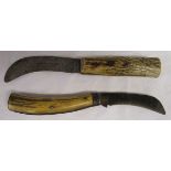 2 horn handled pocket knives