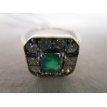 18ct gold emerald and diamond ring