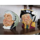 2 large Royal Doulton Toby jugs - The Lawyer D6498 & Town Crier D6530