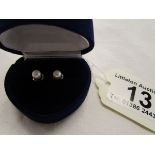 Pair of silver & pearl stud earrings