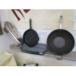 3 Aga branded cooking pans and fish kettle