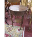 Circular oak sewing table