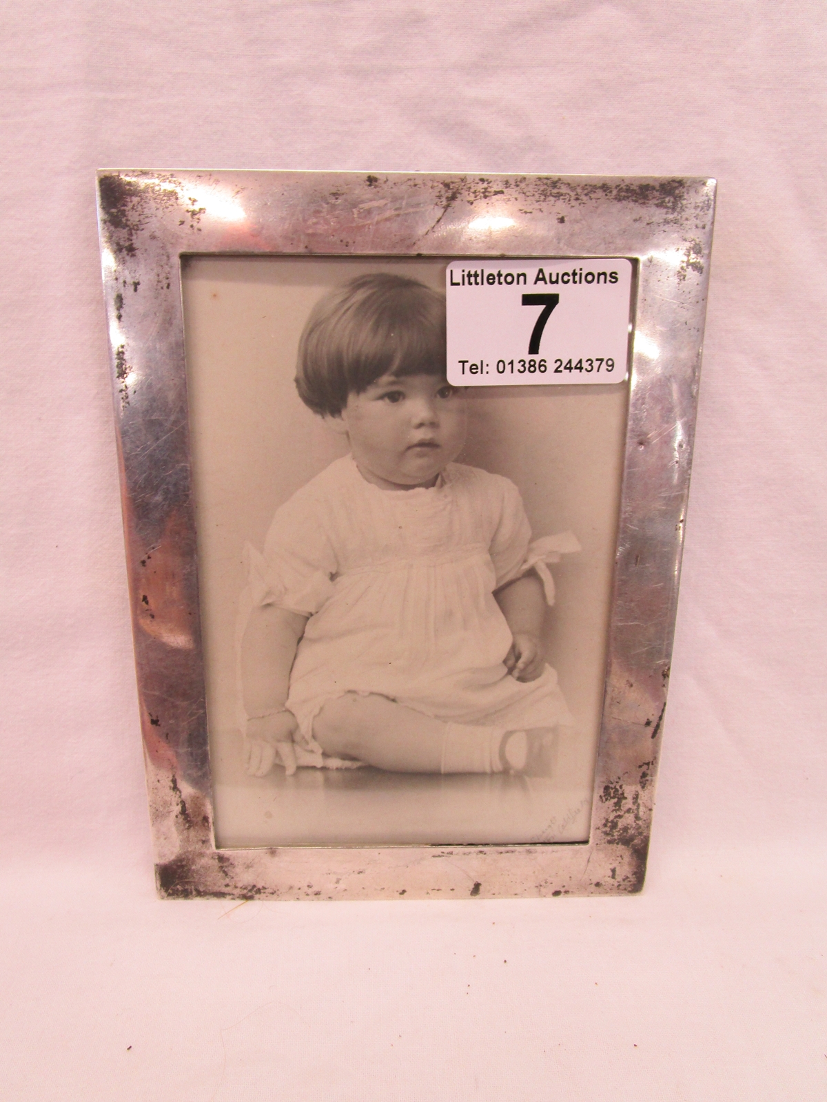 Silver picture frame - Race horse ownner Mercy Rimell as a baby