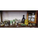 Shelf of collectables to include Royal Worcester (F G Doughty), Portmerion & Wade