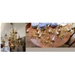 Large chandelier and 6 matching wall lights