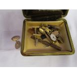 Box of cufflinks etc. to include 1 gold - Approx 5g