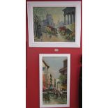 Pair of signed oils - Italian market scenes