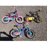3 children's bikes