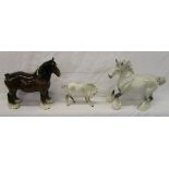 3 Beswick horses A/F