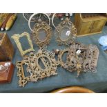 Collection of early metal picture frames etc