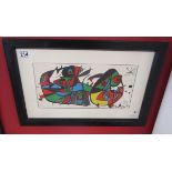 Abstract art print signed Miro