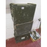 3 military ammunition boxes