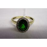 Gold green garnet & diamond cluster ring