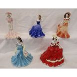 Collection of 5 Coalport figurines