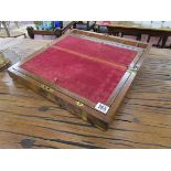 Victorian walnut writing box with brass banding