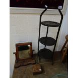 Cake stand, mirror & treen box