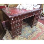 Mahogany & leather top pedestal desk