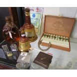 Collection of whisky, cigars, lighters etc