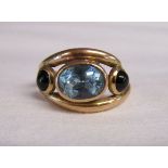 Rose gold, aquamarine and sapphire ring