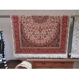 Beige ground Keshan rug (approx 1.9m x 1.4m)