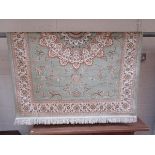 Green ground Keshan rug (approx 1.9m x 1.4m)