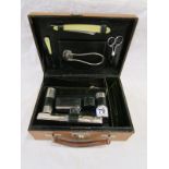 Leather cased gent's grooming set