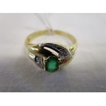 Gold emerald & diamond set ring
