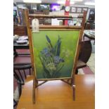 Painted bamboo fire screen