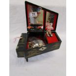 Grand piano musical jewellery box to include 2 gold rings etc