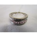 White gold pink tourmaline & diamond set ring