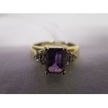 Gold amethyst & diamond set ring