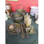 Collection of interesting metalware to include jam pans etc