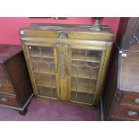 Early 20C oak & glass fronted china cabinet