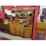 Art Deco light oak mirror-back sideboard