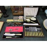 Collection of flatware & brush set