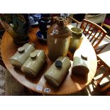 Collection of stoneware (1 marked Stratford upon Avon) includes water bottles