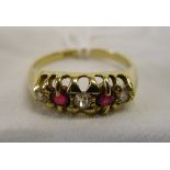 Antique 18ct gold ruby & diamond set ring