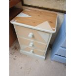 Painted bedside chest of drawers