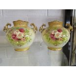 Pair of ornate urns marked Royal Devon