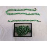 Jade beaded necklace, bracelet etc