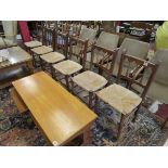6 rush seated antique chairs