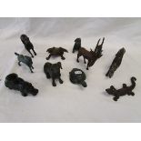 11 metal animal figures to include bronze