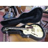 Cased Electro-Acoustic Rally guitar as new - Cream