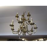 Brass coloured chandelier