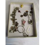 Tray of silver etc to include charm bracelet
