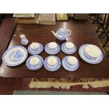 Early Royal Worcester 'blue willow' tea service with date marks circa 1882, 1890 etc
