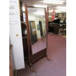 Large Victorian mahogany cheval mirror