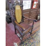 Oak Jacobean style barley-twist armchair