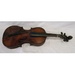 19C violin with leopard head carving A/F
