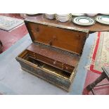 Fitted pine tool trunk with contents